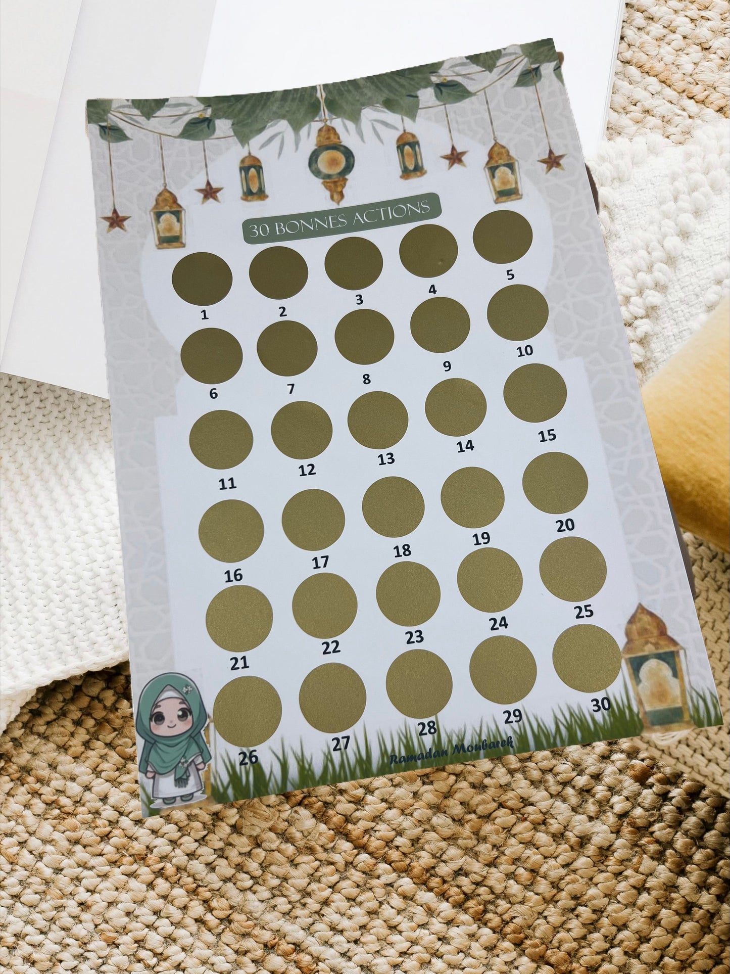 Calendrier Ramadan Enfant 2025 – Bonnes actions à gratter